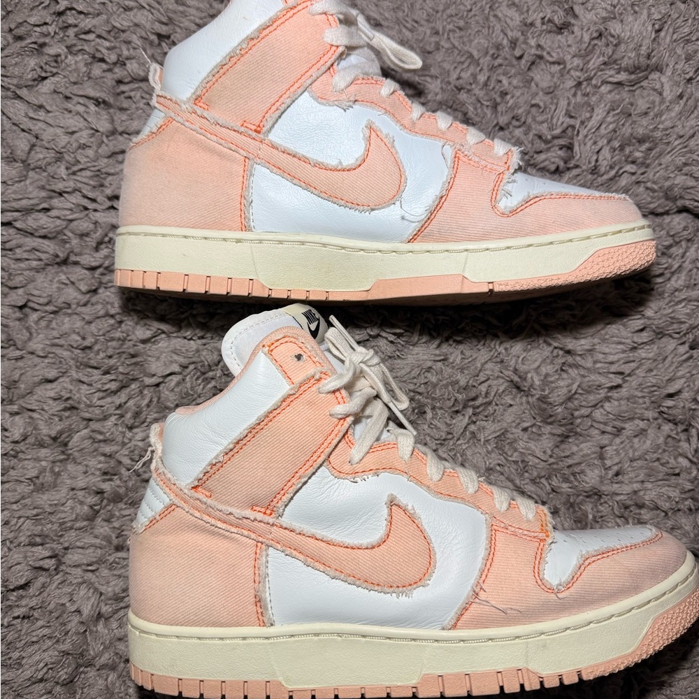 Nike Dunk HI 1985 Arctic Orange White High Top Denim Women's Sneakers size 10